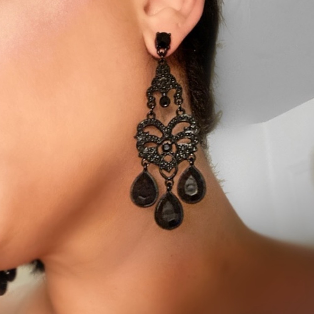 COPY - All Black Chandelier earrings.